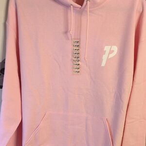 Men's Pink Logo Pullover Hoodie with Kangaroo Pocket